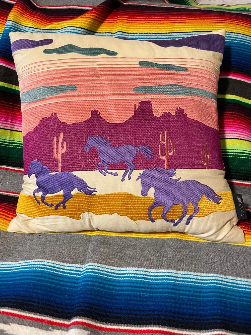 Pendleton Purple, pink, and Gold 🌵 desert 🏜️ Horse 🐴 Accent Pillow